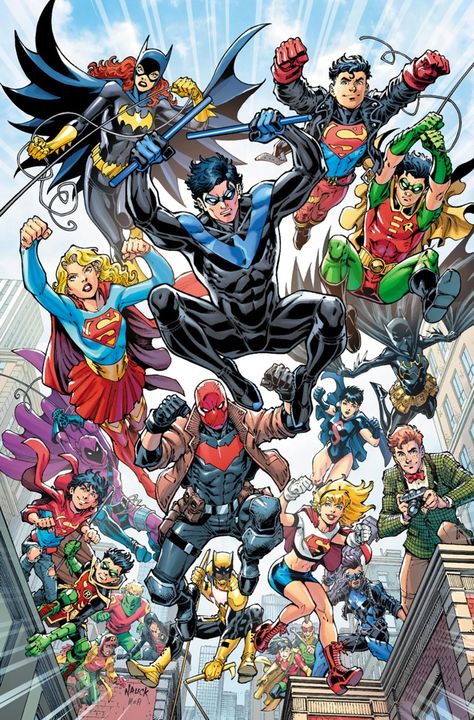 Batgirl Supergirl, Nightwing Robin, Todd Nauck, Dc Comic Costumes, Comics Characters, Dc Comics Heroes, Univers Dc, Dc Comics Superheroes, Arte Dc Comics