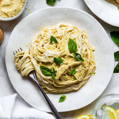 You'll be surprised by how creamy, rich, and delicious this Silken Tofu Pasta Sauce is! It's quick and easy to make, and ready in 30 minutes. Tofu Alfredo, Tofu Pasta Sauce, Spiralized Butternut Squash, Plant Based Sauces, Tofu Pasta, Vegan Tofu Recipes, Soft Tofu, Meals Vegan, Sauces Recipes