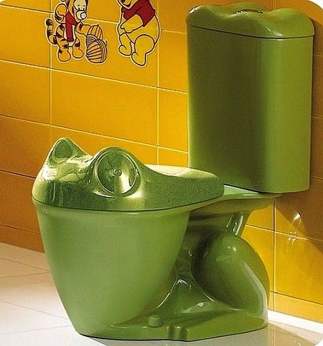 Green Toilet, Frog Bathroom, Frog Things, Toilette Design, Frog House, Frog Stuff, Frog Decor, Frog Art, Funky Furniture