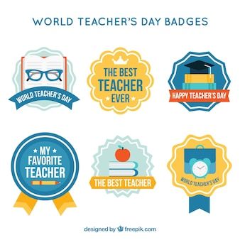 Free Vector | Teachers day badge set About Teachers Day, Badges Ideas, About Teachers, Cupcake Toppers Free, Badge Ideas, World Teacher Day, Cd Diy, Giving Flowers, My Favourite Teacher