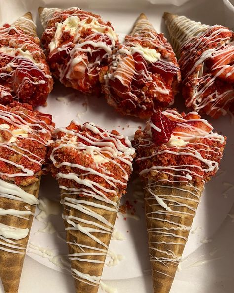 Strawberry Crunch Cheesecake Waffle Cones. Waffle Cones, Birthday Party 21, 21st Birthday, Waffles, Cheesecake, Birthday Party