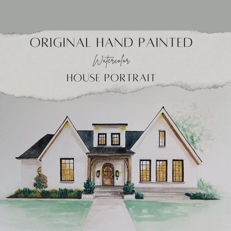 Custom House Portrait Original House Watercolor Portrait Original House Painting Hand Painted Original Watercolor Realtor Gift - Etsy House Portrait Painting, House Watercolor, Watercolor House, Watercolor House Portrait, Custom House Portrait, House Portrait, House Illustration, Custom House, My Art Studio