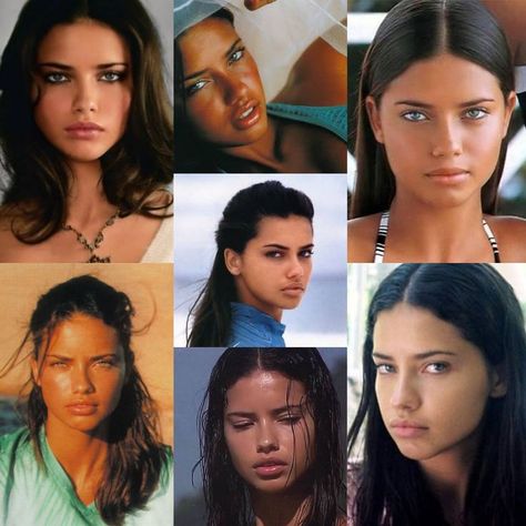 Adriana Lima Children, Adriana Lima Young Face, 90s Models Makeup, Adriana Lima Face, 90s Model Aesthetic, Adriana Lima Young, Models 90s, 90s Model, Hairstyles For Layered Hair