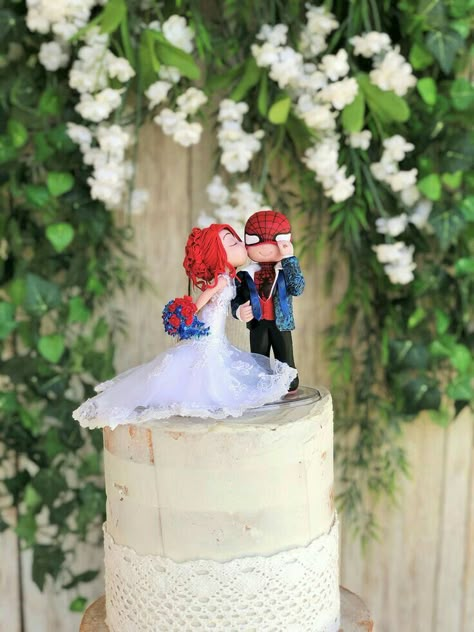 Spiderman Wedding, Avengers Wedding, River Goddess, Marvel Wedding, Goddess Wedding, Wedding Cake Topper Figurines, All Spiderman, Superhero Wedding, Spiderman Gifts