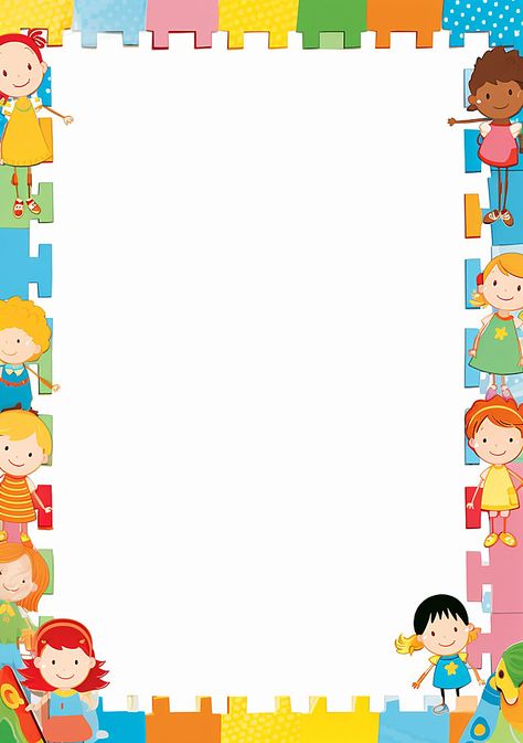 Border Design For Kindergarten, Wallpaper Kindergarten, Frame Design Background, Kindergarten Background, Free School Borders, Kids Clothing Store Design, Friend Frame, School Photo Frames, School Border