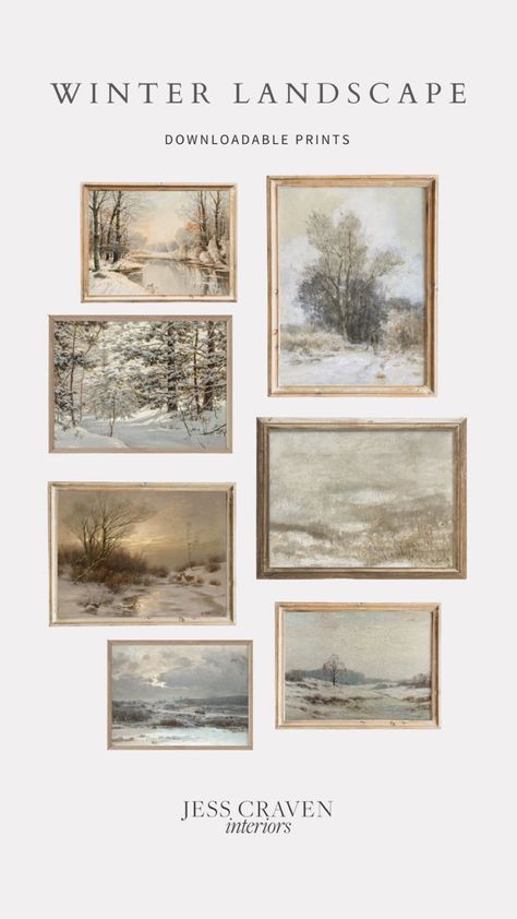 Winter Prints Art, Winter Art Prints, Free Vintage Winter Printables, Vintage Winter Art, Free Vintage Christmas Printables Public Domain, Vintage Winter Prints, Winter Digital Art, Vintage Christmas Paintings, Free Winter Printables