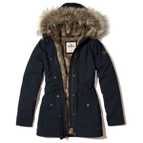 Hollister Stretch Cozy-Lined Parka ($160) ❤ liked on Polyvore featuring outerwear, coats, jackets, navy, fur-lined parkas, utility coat, faux fur lining coat, faux fur lined coat and faux fur trim hooded parka Parka Coat Outfit, Coat Outfit Ideas For Women, Pink Parka, Navy Parka, Coat Outfit Ideas, Grey Parka, Faux Fur Lined Coat, Blue Parka, Faux Fur Parka