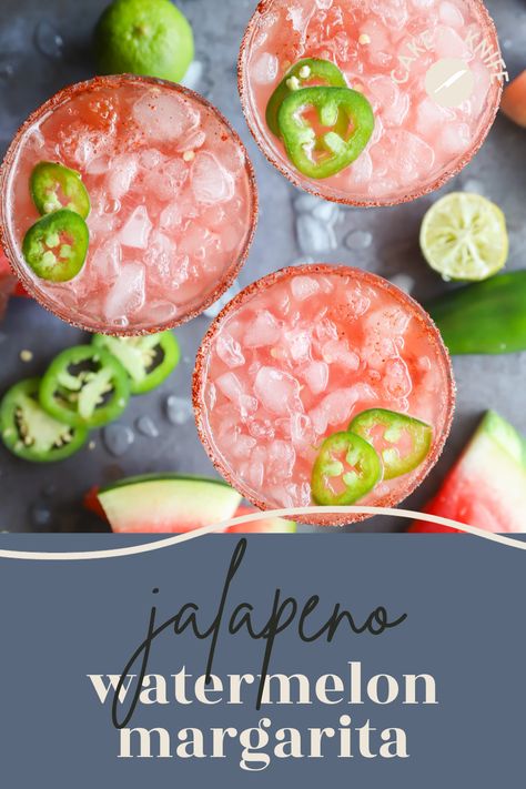 Spicy Watermelon Margarita, Watermelon Jalapeno Margarita, Watermelon Cocktail Recipes, Limeade Margarita, Watermelon Tequila, Strawberry Basil Margarita, Spicy Margarita Recipe, Spicy Watermelon, Cucumber Margarita