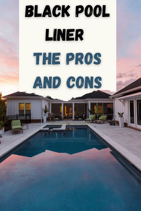 There are pros and cons to every decision, and installing a black pool liner is no exception. Here we take a look at both the good and bad aspects of choosing this option. Weighing up the facts will help you make the best choice for your swimming pool. Island Onyx Pool Liner, Swimming Pool Liners Inground, Eclipse Amber Pool Liner, Pool Liners Inground Colors In Water, Black Pools Swimming, Dark Pool Liner, Black Pool Liner, Pool Paint Colors Inground, Black Pool Tiles