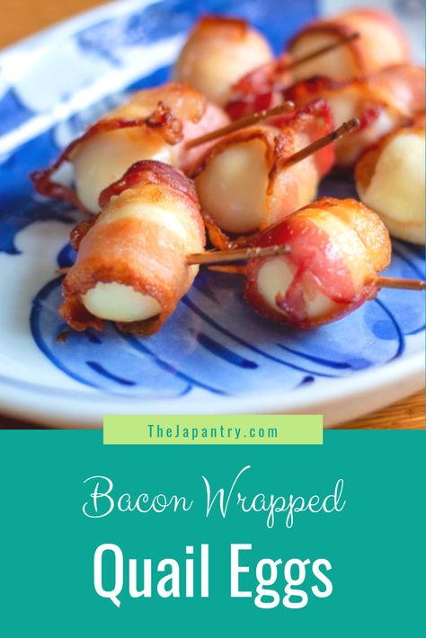 Bacon Wrapped Quail, Eggs Appetizers, Appetizers For Dinner, Pickled Quail Eggs, Japanese Food Recipes, Quail Recipes, Mint Syrup, Dinner Party Appetizers, Box Recipes