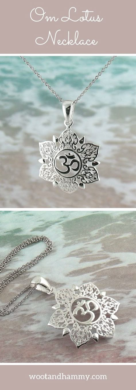 Om Lotus Necklace. The delicate, intricately-detailed petals of a lotus blossom surroung the Om symbol in this pendant. ...pinned by ♥ wootandhammy.com, thoughtful jewelry. The Om Symbol, Lotus Necklace, Lotus Pendant, Buying Gold, What To Watch, Om Symbol, Lotus Blossom, Yoga Jewelry, Special Jewelry