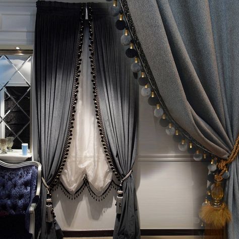 PRICES MAY VARY. Unique Design : Soft velvet curtain fabric with luxury pompoms Package include : 2 panels .1 Right + 1 left +2 Matching luxury Tie Backs Rod-pocket top :Constructed with 2.3" rod pocket, 1.1" header hem, slips effortlessly across your standard or decorative curtain rod for quick, tool-free installation Function: Fabric weight about 900g each meter , it can blocks out 80% of light and 90% of UV ray. Keep your home cooler in the summer and warmer in the winter Care Instruction:Mac Octagonal Window, Oriel Window, Luxury Curtains Living Room, Flat Window, Burgundy Curtains, Window Corner, French Window, Curtain For Living Room, Decorative Curtain Rods