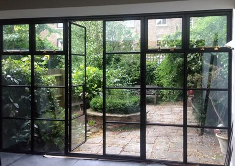 Crittall Doors Kitchen Patio Doors, Crittal Doors, Steel French Doors, Crittal Windows, Steel Doors And Windows, Storybook Homes, Steel Windows, Glass Walls, Patio Interior