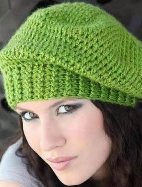 Double Crochet Beanie Pattern, Crochet Slouchy Beanie Pattern, Slouchy Hat Pattern, Crochet Hat With Brim, Crochet Slouchy Beanie, Crochet Slouchy Hat, Crochet Beret, Knitting Patterns Free Hats, Crochet Beanie Pattern