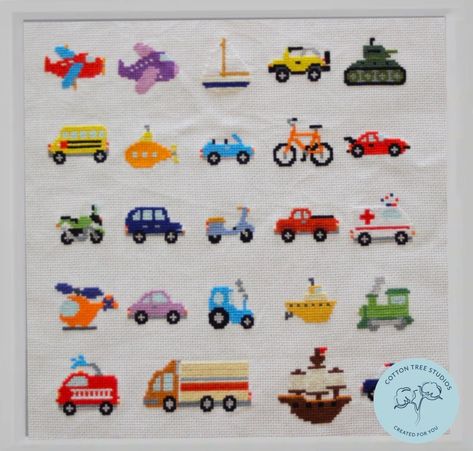 Simple Car Cross Stitch, Cross Stitch Car, Mini Cross Stitch Patterns Miniatures, Tiny Cross Stitch Patterns Minis, Mini Cross Stitch Patterns Free, Tiny Cross Stitch Patterns, Car Cross Stitch Pattern, Car Cross Stitch, Double Seed Stitch