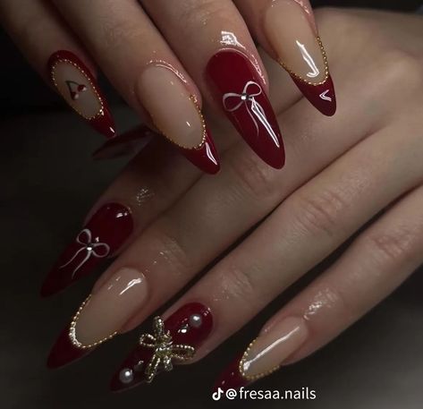 Trendy Classy Nails, Red And Gold Nails, Kutek Disney, Wine Nails, Maroon Nails, Nagel Tips, Casual Nails, Burgundy Nails, Red Nail