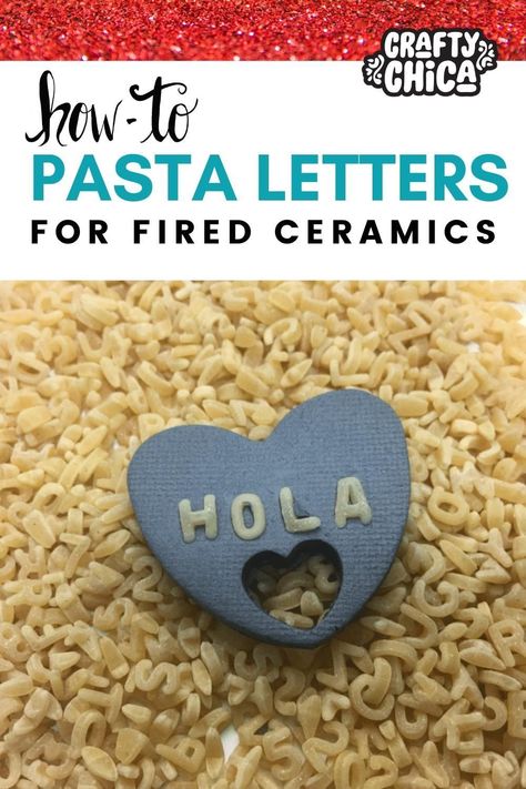 How to use pasta letters in your ceramics! Alphabet Pasta, Pasta Crafts, Clay Classes, Pottery Lessons, Pottery Kiln, Fire Clay, Pottery Crafts, Pottery Studio, Clay Ceramics