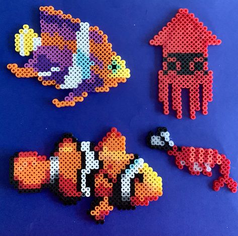 Perler Fish Pattern, Seashell Perler Bead Patterns, Fish Perler Beads, Perler Bead Fish, Pixel Pokemon, Beads Perler, Hama Mini, Embroidery With Beads, Pearl Beads Pattern