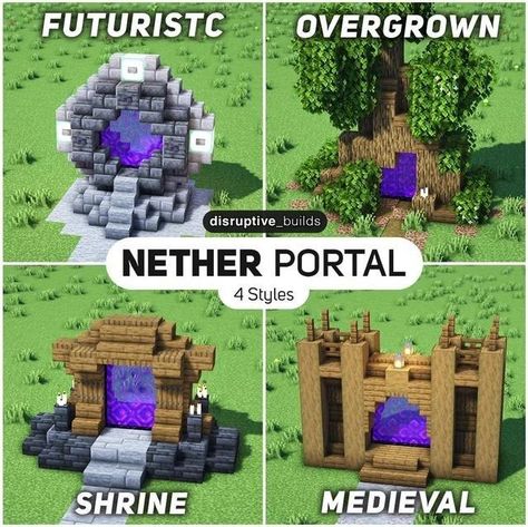 Minecraft Portal, Construction Minecraft, Minecraft Decoration, Capas Minecraft, Portal Design, Minecraft Banner Designs, Bangunan Minecraft, Minecraft Banners, Diy Minecraft