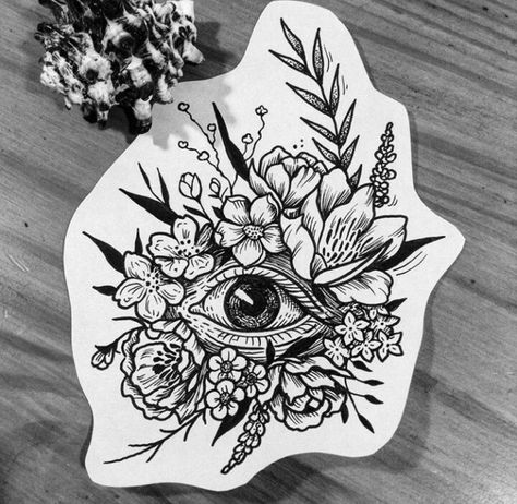 Half Elbow Tattoo, Creepy Floral Tattoo, Eyeball Flower Tattoo, Elbow Tattoos For Women, Eyeball Tattoo, Floral Thigh Tattoos, Mommy Tattoos, Wicked Tattoos, Elbow Tattoos