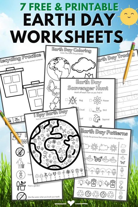 Earth Day Free Printable Worksheets Free Earth Day Printables Kindergarten, Earth Day Worksheets For Kindergarten, Free Earth Day Printables Preschool, Earth Day For Kindergarten, Earth Day Worksheets Preschool, Nature Worksheets For Preschool, Earth Day Printables Free, Earth Week Preschool, Free Earth Day Activities