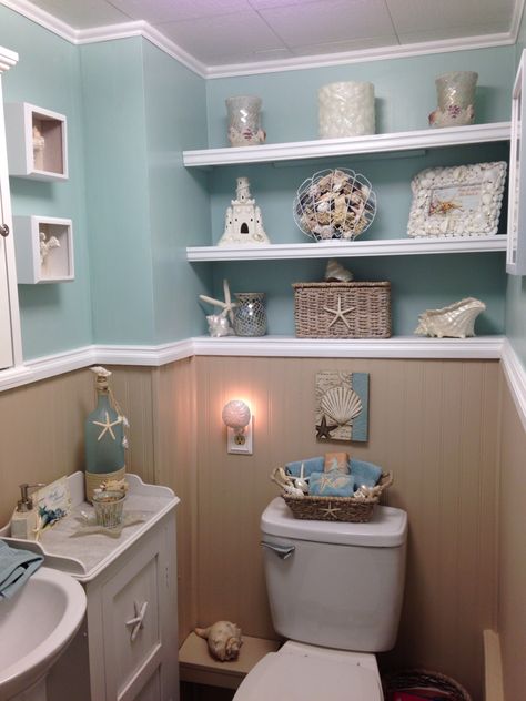 Beach Themed Bathroom, Wc Decoration, Sea Bathroom, Ocean Bathroom, Coastal Bathroom Decor, Beach Style Bathroom, Beachy Bathroom, Beach House Bathroom, Nautical Bathroom Decor