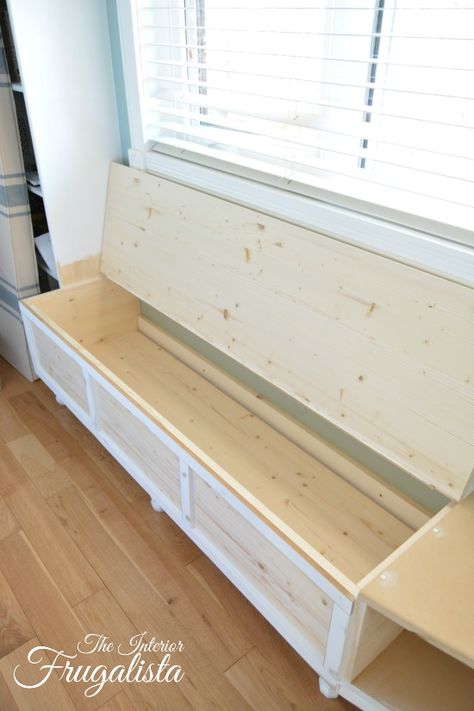 DIY Bedroom Window Seat Makeover With Increased Storage Window Bench Seat With Shelves, Window Bench Seat Nursery, Window Bench Storage Ideas, Building A Window Seat With Storage, Window Seat Ideas Bedroom Small Spaces, Diy Under Window Bench With Storage, Window Seat Storage Ideas, Built In Storage Bench Under Window, Diy Window Bench With Storage