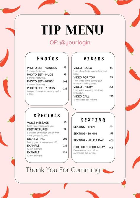 spicy menu for only fans template Sugarbaby Lifestyle Tips, Amazon Work From Home, Social Media Content Planner, Vintage Paper Background, Kitchen Time, Pinterest Ideas, I Call You, Menu Ideas, Free Instagram