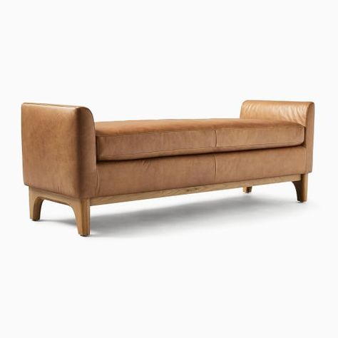 Indoor Benches | West Elm Mid Century Entryway, West Elm Kids, Modern Entryway, Leather Bench, Living Room Bench, Modern Bedroom Furniture, Indoor Bench, Saddle Leather, Entryway Furniture