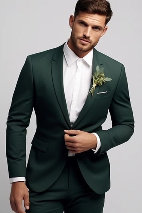 Mens Tux, Gold Bridal Party, Outfits For Guys, Wedding Color Pallet, Suits Men Business, Dark Green Dress, Groom And Groomsmen Attire, Wedding Suits Groom, 2 Piece Suit