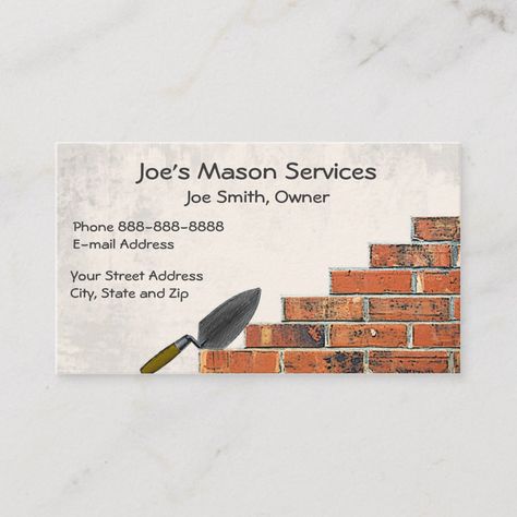 Civil Logo, Masons Masonry, Handyman Logo, Business Cards Template, Brick Mason, Construction Business Cards, Make Business Cards, Foundation Repair, Construction Business