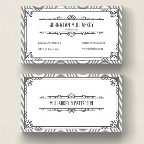 Art Deco Business Card, Vintage Business, Business Card Inspiration, Visiting Card, Free Business Cards, Card Pattern, Copyright Free, Logo Business, Corporate Brochure