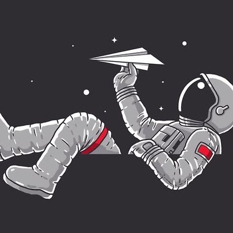 Astronaut in space playing with a paper airplane ✈️ Paper Airplane, In Space, Floating