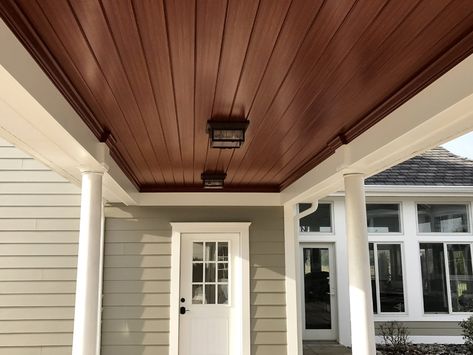 Beadboard Porch Ceiling, Wood Beadboard, Roof Soffits, Deck Railing Ideas, Pvc Roofing, Tongue And Groove Ceiling, Roof Ceiling, Porch Ceiling, Railing Ideas