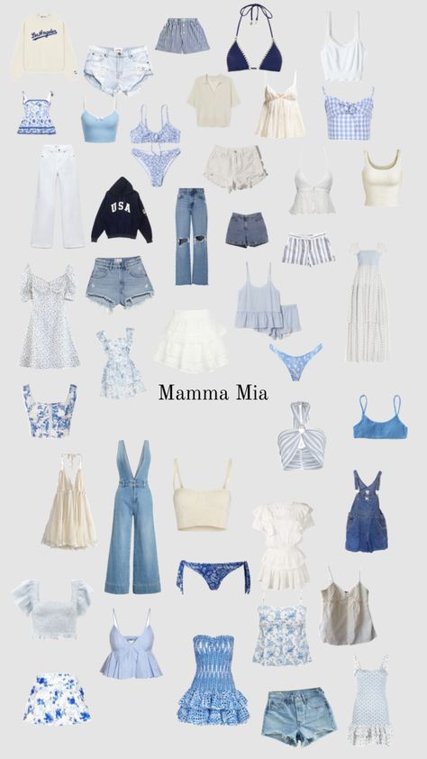 #mammamia Ma Ma Mia Outfits, Costal Granddaughter Dress, Mama Mia Themed Outfits, Mamma Mia Themed Outfits, Summer Theme Outfit, Momma Mia Outfits, Costal Granddaughter Outfit Summer, Mama Mia Aesthetic Outfits, Mama Mia Outfits Inspiration