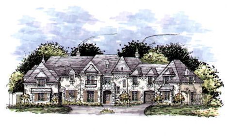 Plan #141-320 - Houseplans.com Tudor House Plans, Luxury Floor Plans, European House Plans, Mansion Floor Plan, European Style House, European House Plan, French Style Homes, European Home Decor, European House