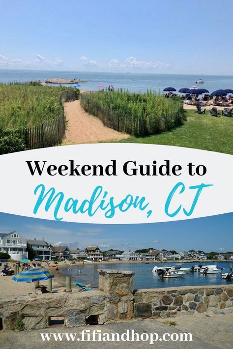 Madison CT weekend guide | Madison is like a little slice of Cape Cod or Martha's Vineyard, only in Connecticut just a few hours from NYC. A gem of a town, here is our guide to what to do, where to go, beaches and restaurants. #madisonct #madison #connecticut #ct #beachtown #travel #familytravel Madison Connecticut, Madison Ct, Connecticut Travel, New England Road Trip, England Trip, Long Island Sound, New England Travel, Martha's Vineyard, Beach Getaways