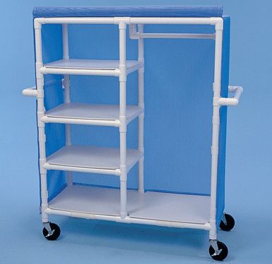 Linen cart with 3 small and 1 large shelf Linen Closet Diy, Pvc Pipe Furniture, Pvc Furniture, Closet Diy, Pvc Pipe Crafts, Laundry Cart, Pvc Pipe Projects, Pvc Projects, Pipe Furniture