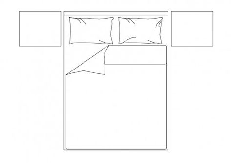 DOUBLE BED TOP VIEW | FREE CADS Bed Plan View, Bed Elevation, Bed Block, Simple Bed Design, Bed Top View, Gold Bed Frame, Bed Drawing, Bed Blocks, Floor Plan Symbols