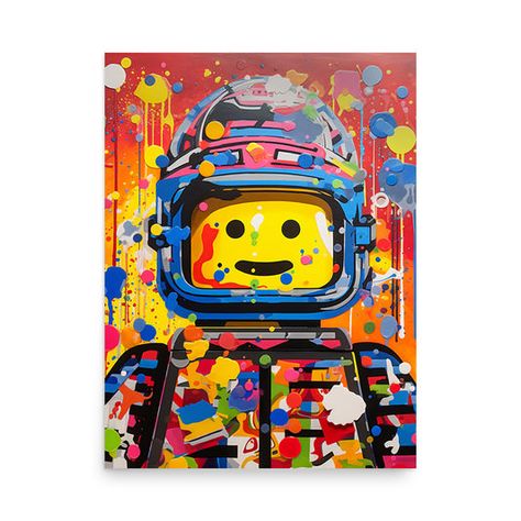 "Colornaut" LEGO® Inspired Artwork Space Man Art, Lego Poster, Space Man, Lego Man, Colorful Space, Man Art, Custom Metal Signs, Custom Doormat, Outdoor Art