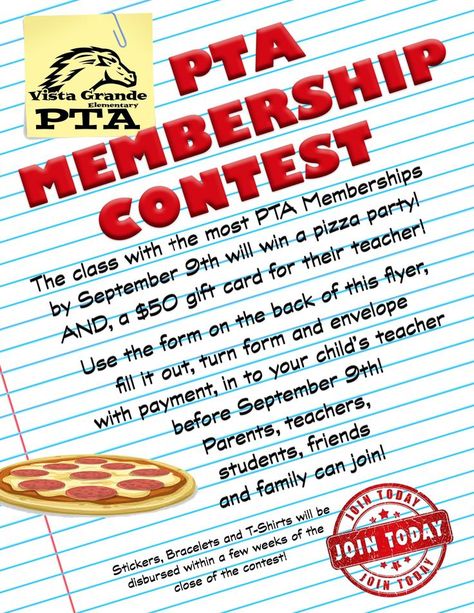 Vista Grande on Twitter: "Membership Drive Closes September 9th! Extra forms are in the office!  Join the PTA! #PTA4Kids #VistaGrandeRocks… " School Pta Fundraising Ideas, Pta Ideas Events, Membership Drive Ideas, Pta Membership Ideas, Pto Membership Drive, Pto Fundraising Ideas, Pta Fundraising Ideas, Pta Membership Drive, Pta Activities