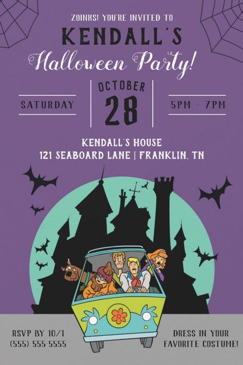 Scooby-Doo Spooktacular Halloween Party Invitation
Invite all your family and friends to your Spooktacular Halloween Party with these fun Scooby-Doo invites. Personalize by adding all your party details. Scooby Doo Theme, Scooby Doo Halloween Party, Halloween Invitation Wording, Scooby Doo Birthday, Happy Halloween Kids, Scooby Doo Birthday Party, Scooby Doo Halloween, Halloween Party Invitation, Spooktacular Halloween