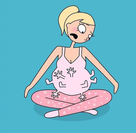 10 Hilarious Pregnancy Problems Every Mom Will Relate To Pregnancy Memes, Pregnancy Problems, Baby Kicking, Baby Belly, Third Trimester, Funny Illustration, Pregnancy Humor, After Baby, Yoga Pose