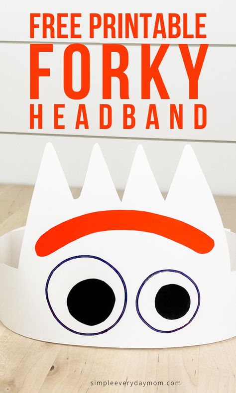 Need a simple and fun Toy Story craft for kids to make? This free printable Forky headband is perfect. Make with the kids then let them pretend to be Forky!  Download today!   #simpleeverydaymom #forkycrafts #toystorycrafts #toystory #disneycrafts #printablesforkids #preschool #kindergarten #prek Toy Story Classroom Transformation, Toy Story Room Transformation, Toy Story Crafts Preschool, Forky Birthday Theme, Diy Forky Toy Story Costume, Forky Headband, Toy Story Diy, Diy Forky, America Street