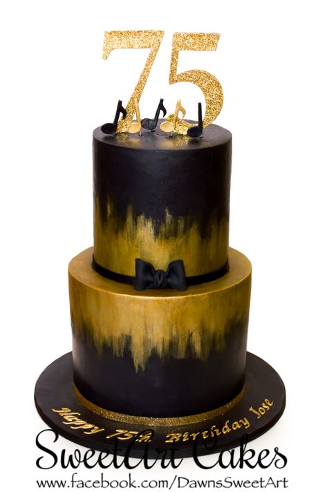 75th Birthday Cake For Men, Black And Gold 50th Birthday Cake For Men, Black Gold Cake Men, Black And Gold Cake Ideas For Men, 80th Birthday Cake For Men, Black And Gold Three Tier Cake, Men’s Birthday Cake Black And Gold, Gold Anniversary Cake, 18th Birthday Cake For Girls