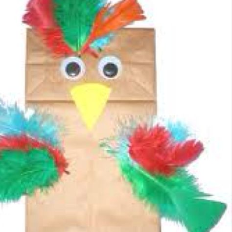 Turkey Bird Puppet, Preschool Craft Activities, Storytime Crafts, Paper Bag Crafts, Paper Bag Puppets, Bird Crafts, Daycare Crafts, Brown Paper Bag, Camping Crafts