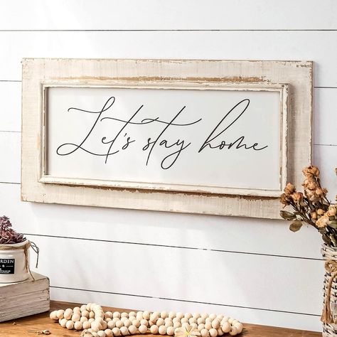 Lets Stay Home-SIGN Shabby Chic Farmhouse Decor, Home Wood Sign, Chic Farmhouse Decor, Wooden Wall Art Decor, Home Neutral, Let's Stay Home, Windmill Decor, Wall Decor Rustic, Hanging Letters