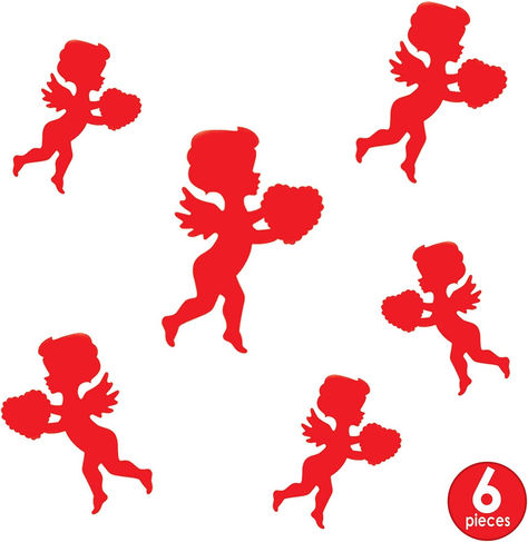 Beistle Red Cupid Paper Assorted Silhouettes Decor-6pcs in 1 package Cupid Stencil, Cupid Silhouette, Cupid Vintage, Cupid Graphic Design, Cupid Illustration Vintage, Valentines Day Package, Silhouette Decor, Paper Cutout, Silhouette Design