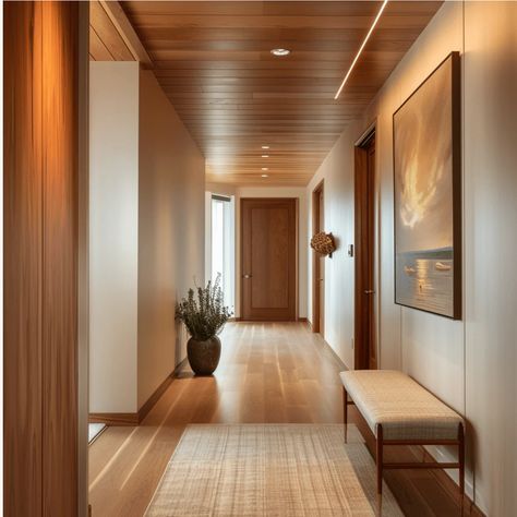 Mid Century Entry, Mid Century Modern Hallway, Mid Century Hallway, Modern Hallway Design, Mid Century Modern Patio, Vstupná Hala, Hotel Hallway, Entrance Way, Hallway Designs