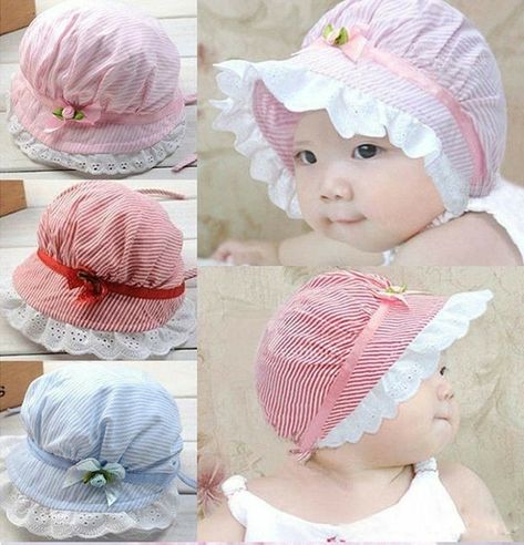 Crochet Baby Cap, Pola Topi, Baby Sun Hat, Baby Sewing Projects, Baby Bonnets, Baby Hair Accessories, Baby Sewing Patterns, Toddler Hat